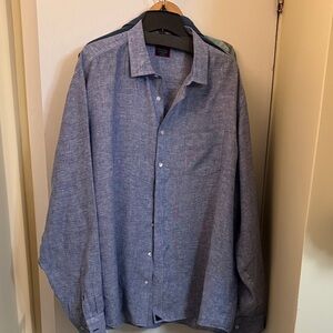 Untuckit 3XL Classic Men's 100% Linen Heather Blue Shirt